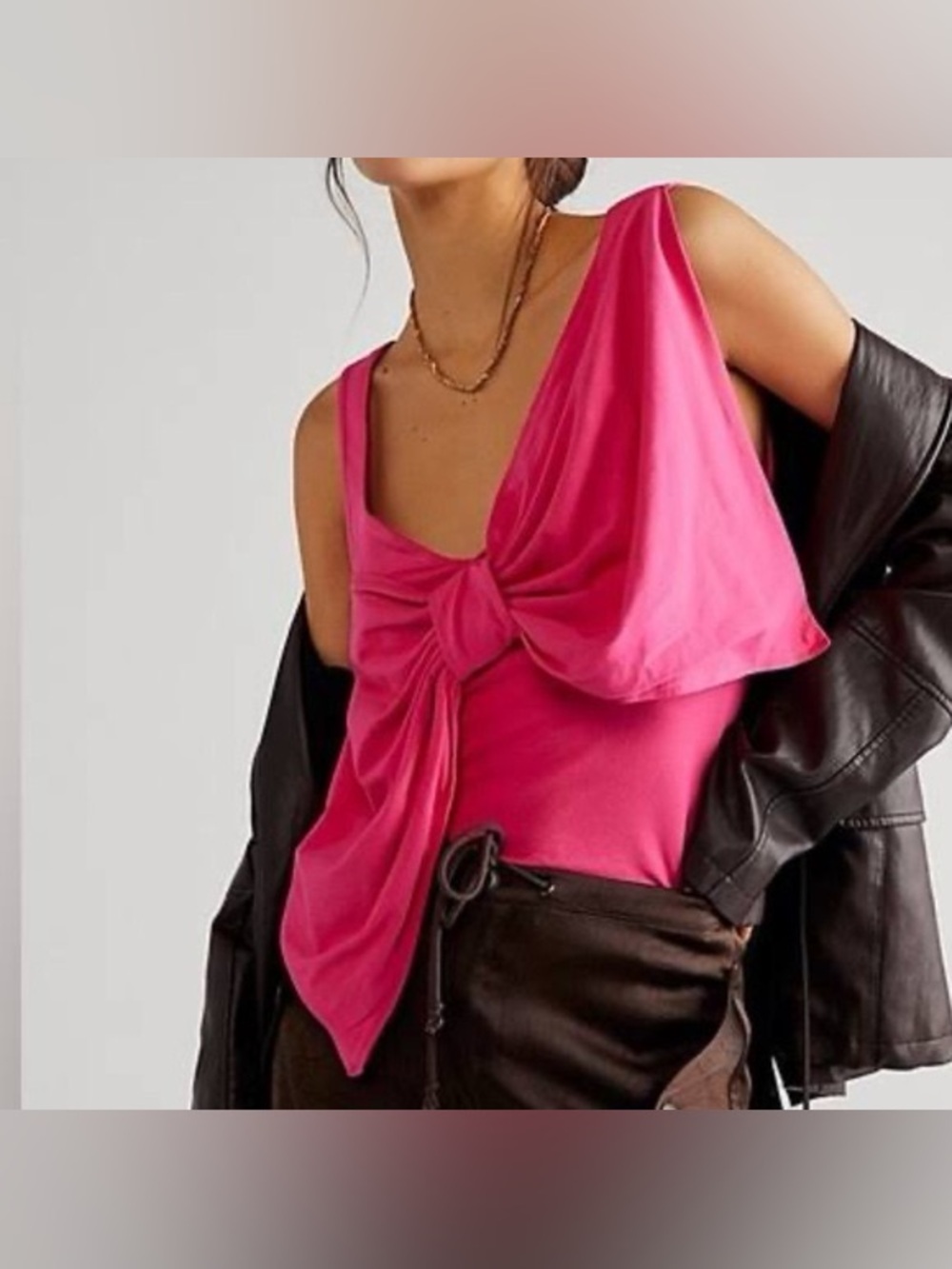 Free People Tied Up Drapey Top In Pink Phenom Size Medium